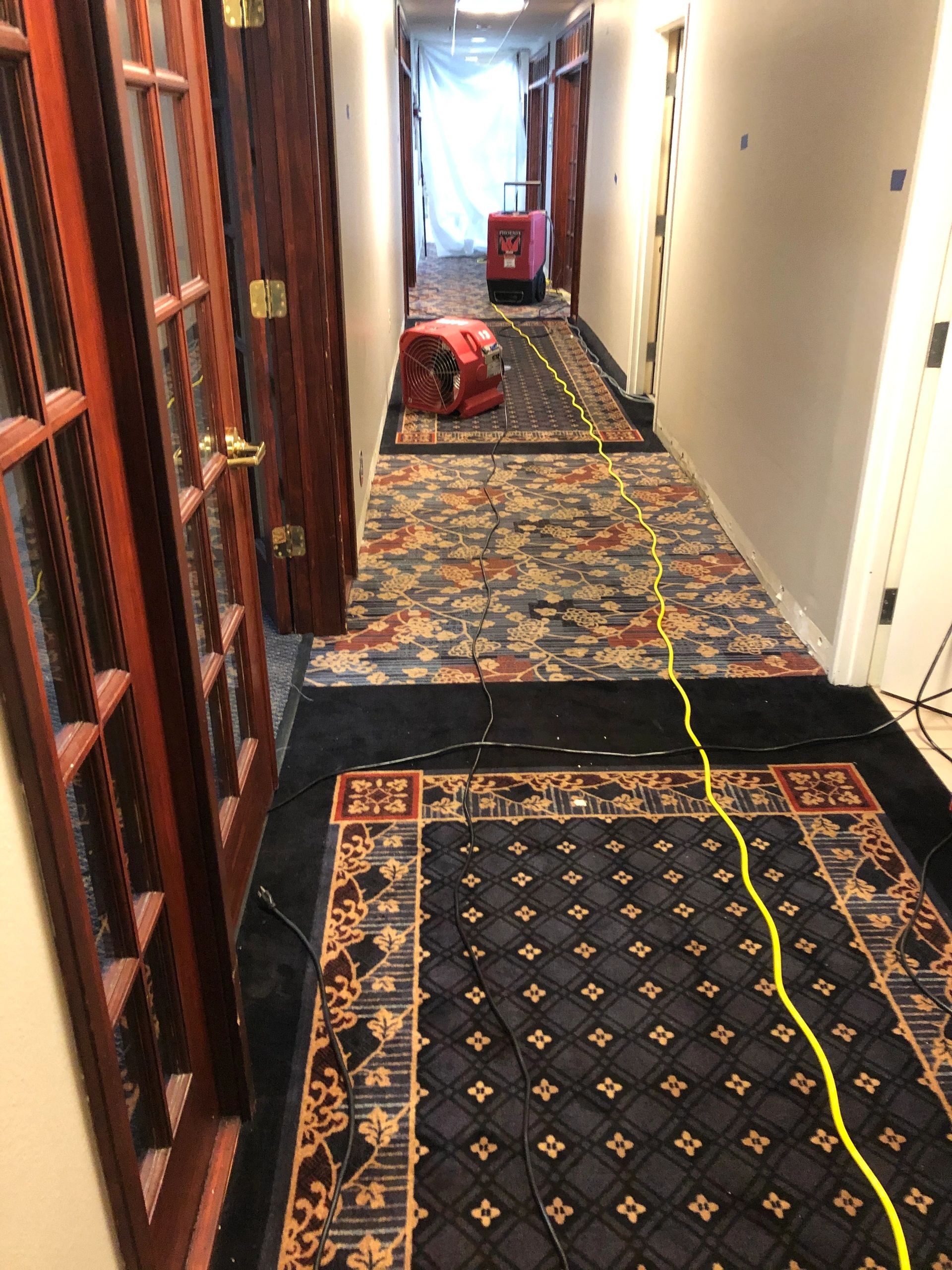 Water damage restoration in progress
